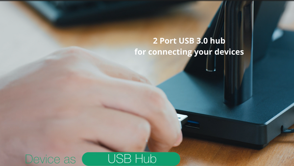 person pluggin in a USB device into one of the ports on the Yealink WH66