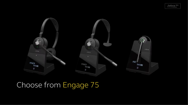 image of the three different variants of the Jabra Engage 75, mono, stereo and convertible models