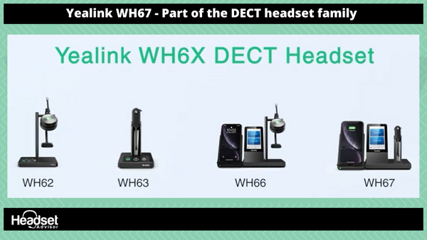 a lineup of the different Yealink WH60 series wireless headsets