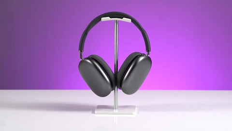 airpods max with purple background