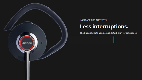 jabra engage 75 convertible earpiece with text that talks about the integrated busy llight