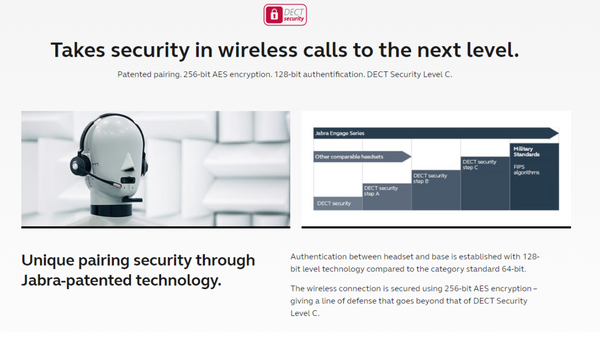 Jabra Engage 75 call security graphic showing the high level of security it has