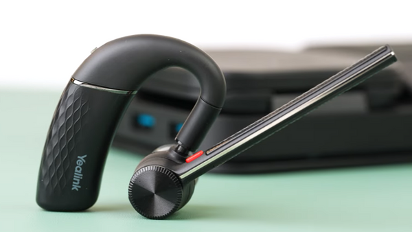 close up view of yealink bh71 wireless headset earpiece
