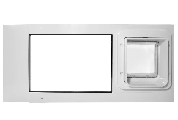 The Endura Flap THermo sash with the Sureflap pet door installed