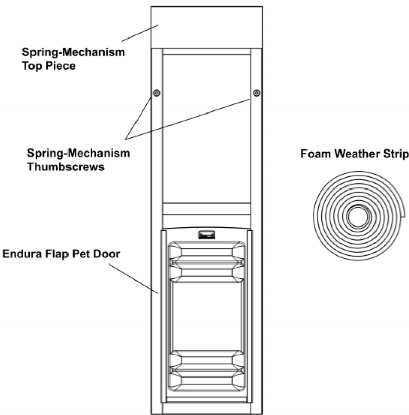 horizontal window pet door diagram