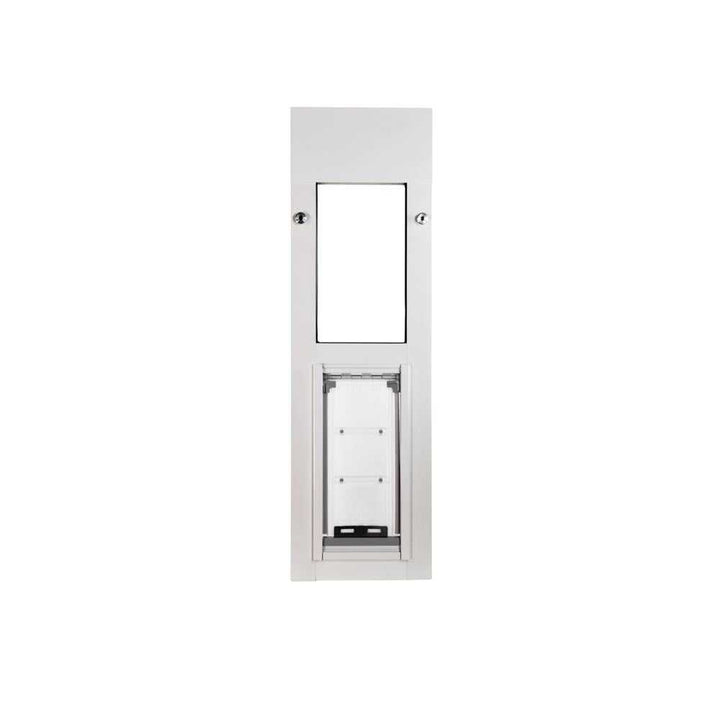 The white Endura Flap Cat Door for Horizontal Sliding Windows in the size "short"