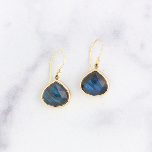 Teardrop Labradorite Earring Charms 14K Rose Gold / Pair of Earring Charms Only | Curated by AB