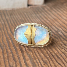 Load image into Gallery viewer, 18 &amp; 22K Golden Joinery Rainbow Moonstone Ring
