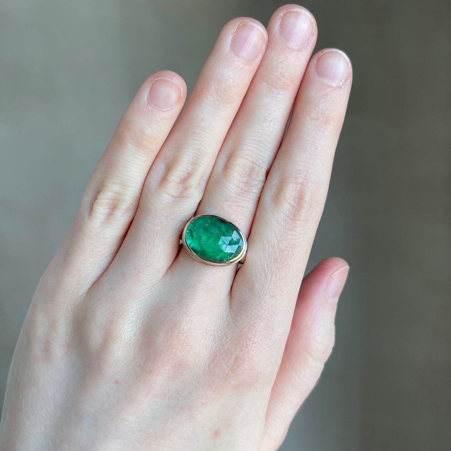 Sterling & 14K Gold Oval Emerald Ring