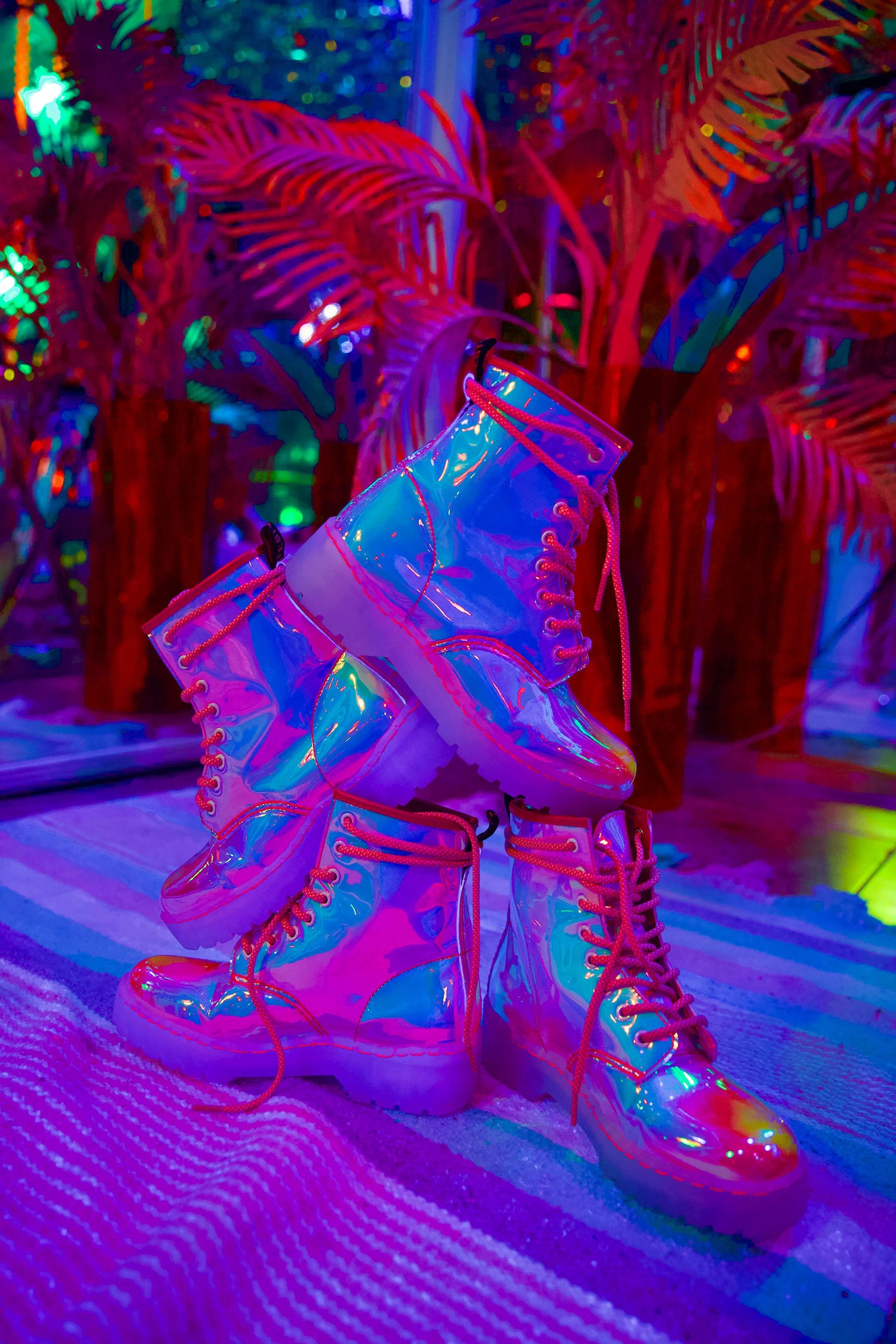 Festy Besty Super-Air Iridescent Combat Boot (Vanessa Seco, Pamela Seco, & Marina Fini Photoshoot)