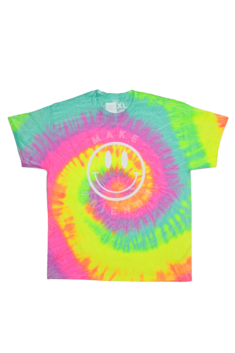 Festy Besty Make Friends T-Shirt Neon Tie Dye – FESTY BESTY