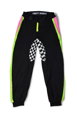 black and neon joggers