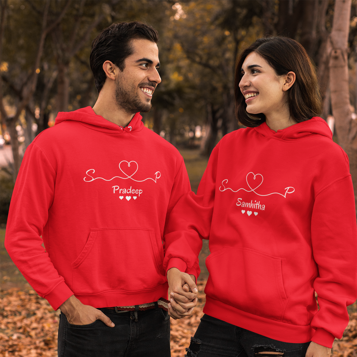 Personalized Initial Heart Couple Hoodies - Gogirgit