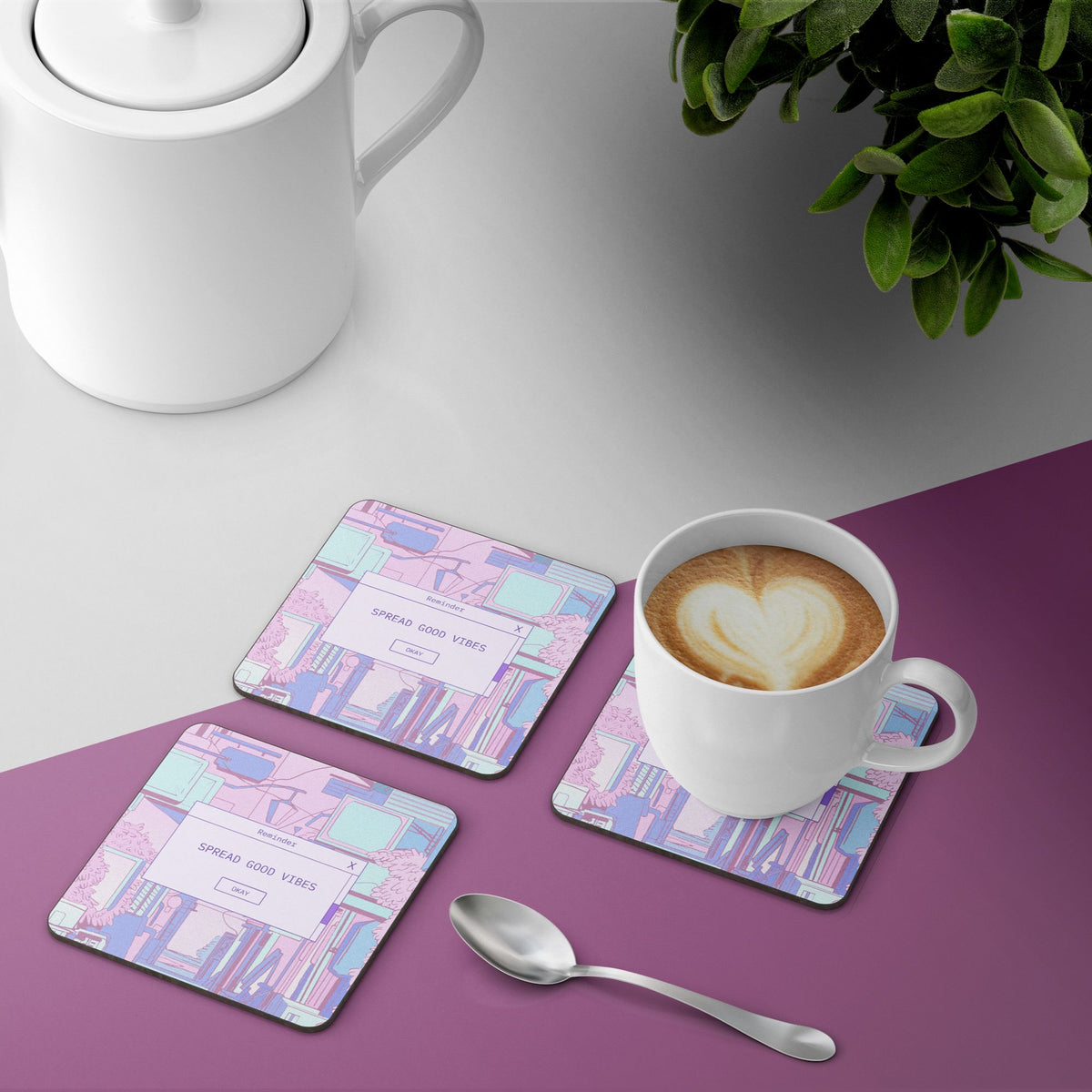 Focus on the good 3mm coffee tea coaster set pack of 4 Gogirgit