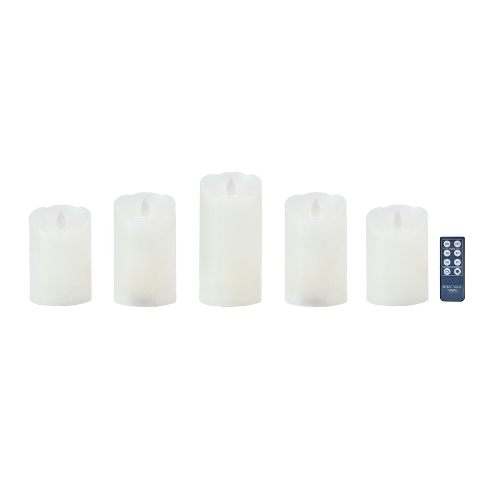 Flameless Set of 5 Melted Edge Pillar LED Candles with Remote