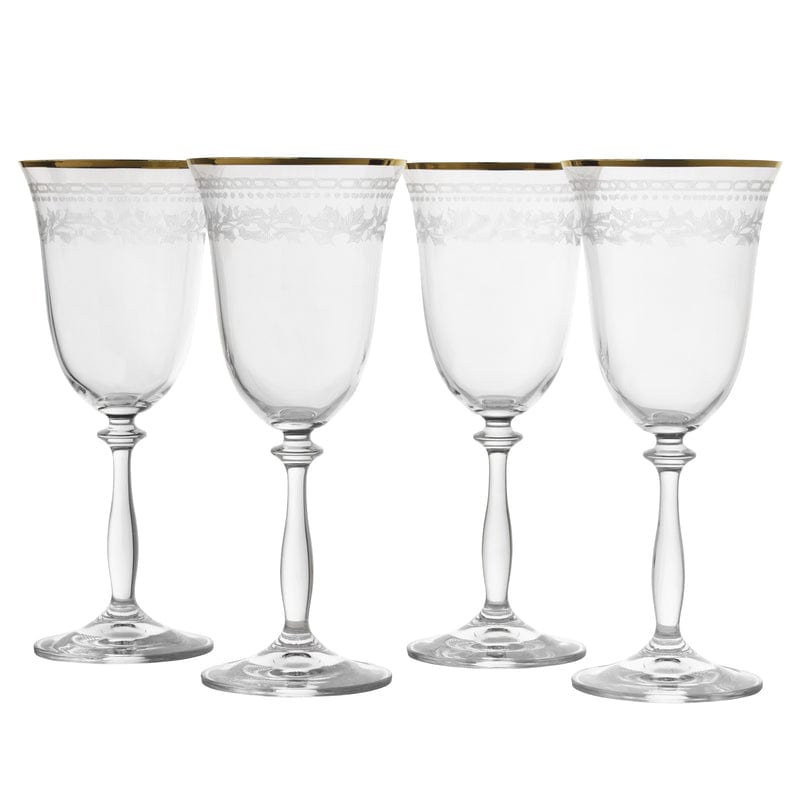 Holiday Traditions Gold Rim Set of 4 Red Wine Glasses