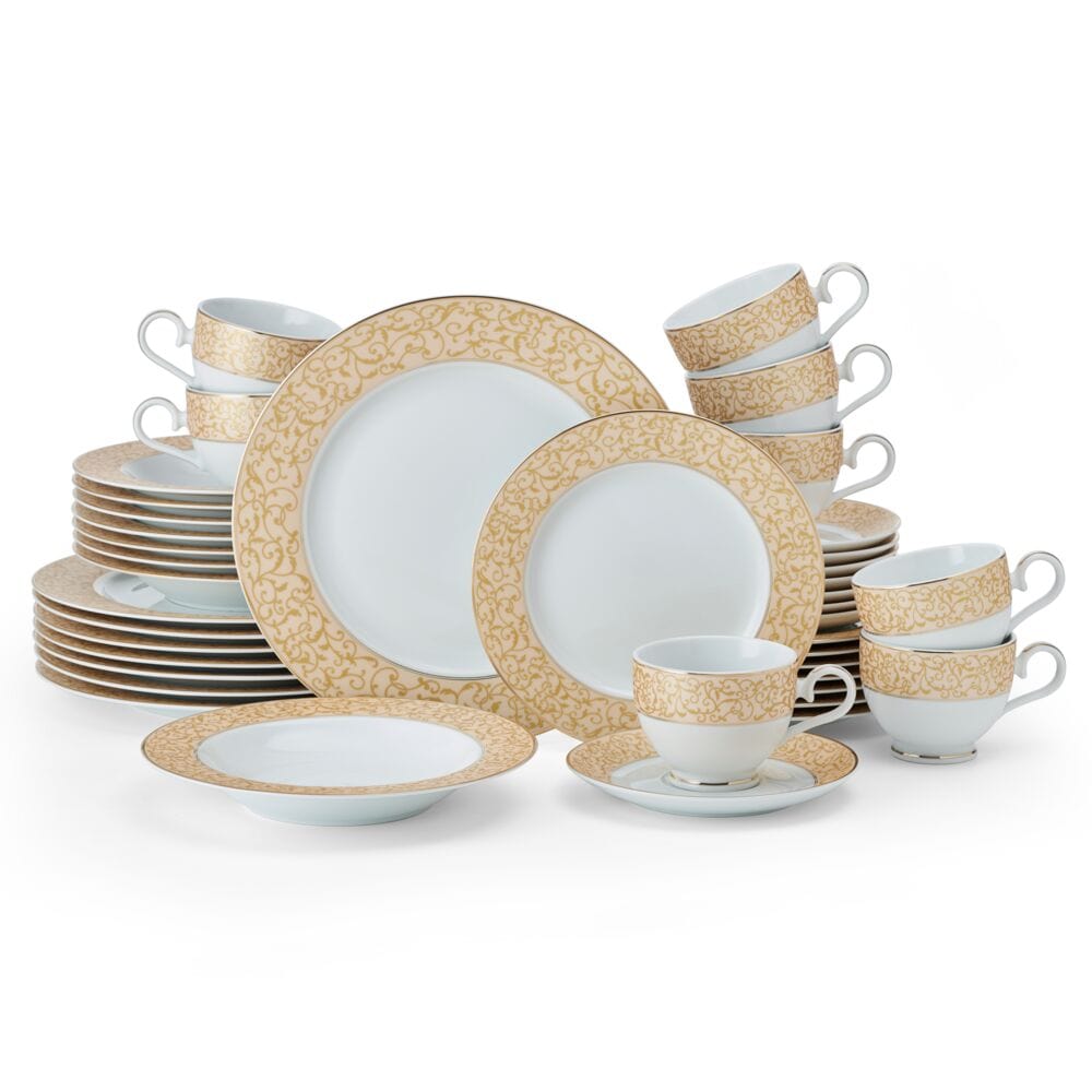 Parchment Gold 40 Piece Dinnerware Set, Service for 8