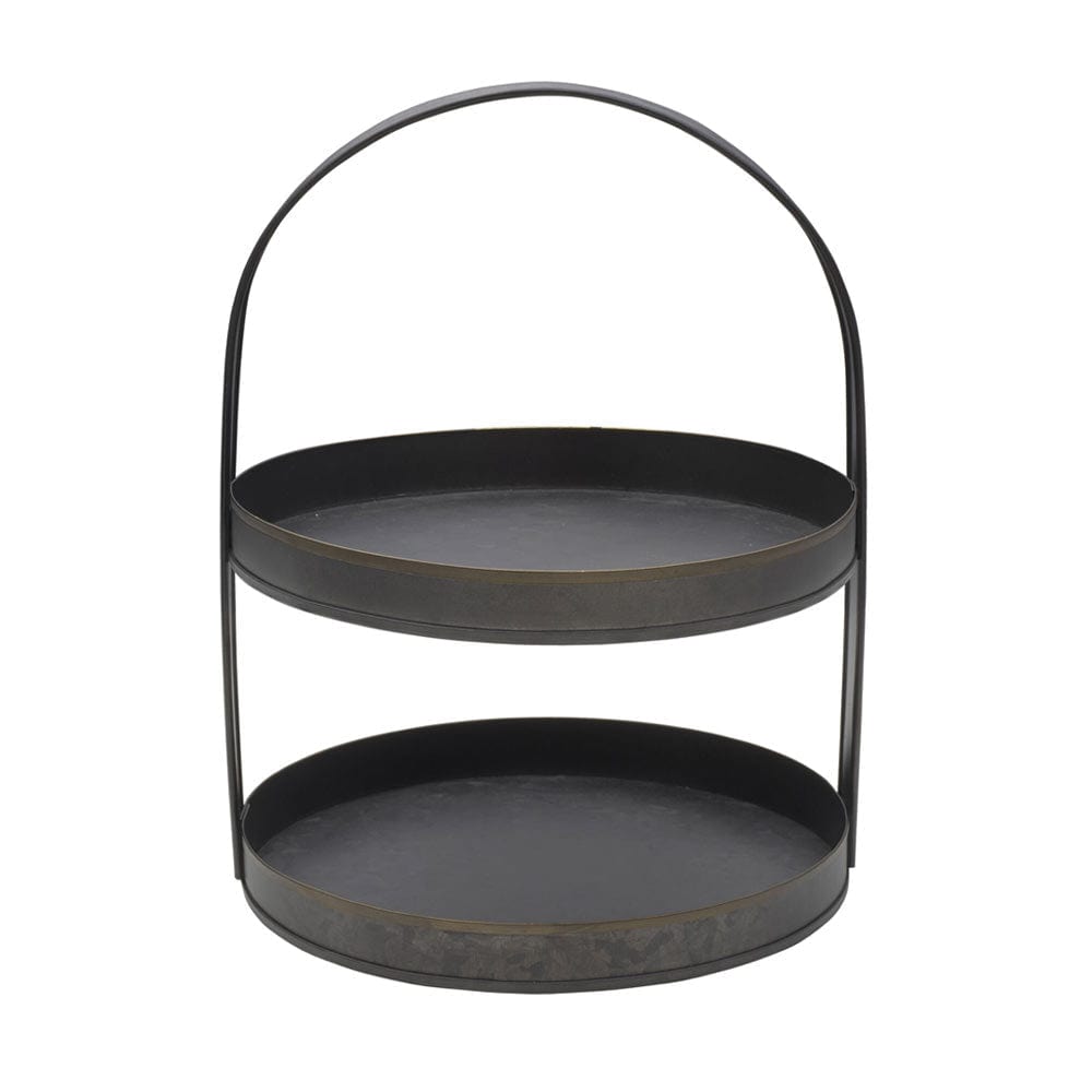 Black Galvanized 2 Tier Serving Tray