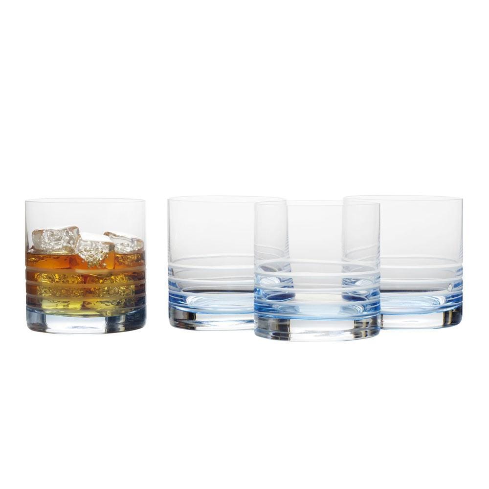 Cal Blue Ombre Set of 4 Double Old Fashioned Whiskey Glasses