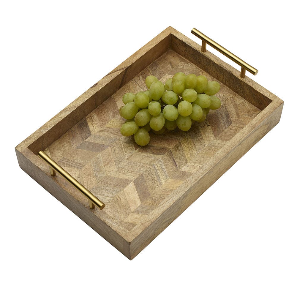 Galini Chevron Mango Wood Serve Tray