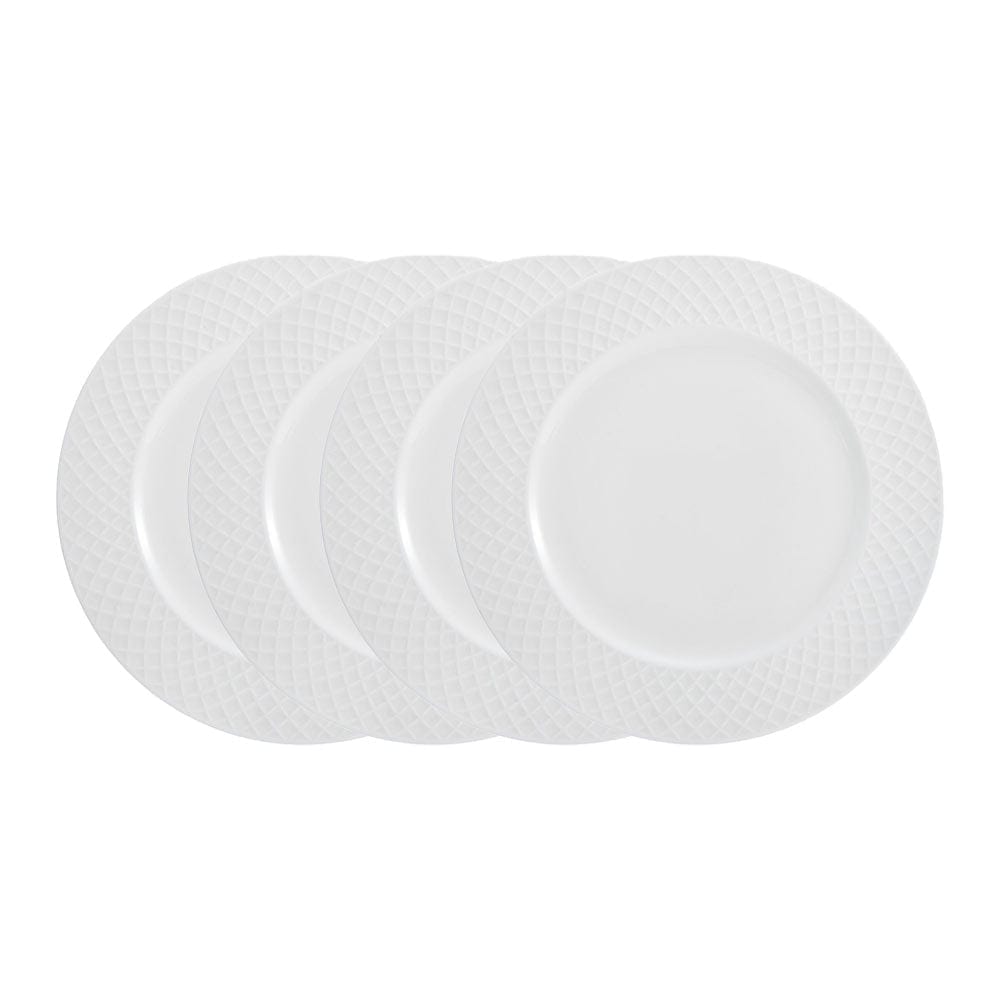 Trellis White Set of 4 Dinner Plates