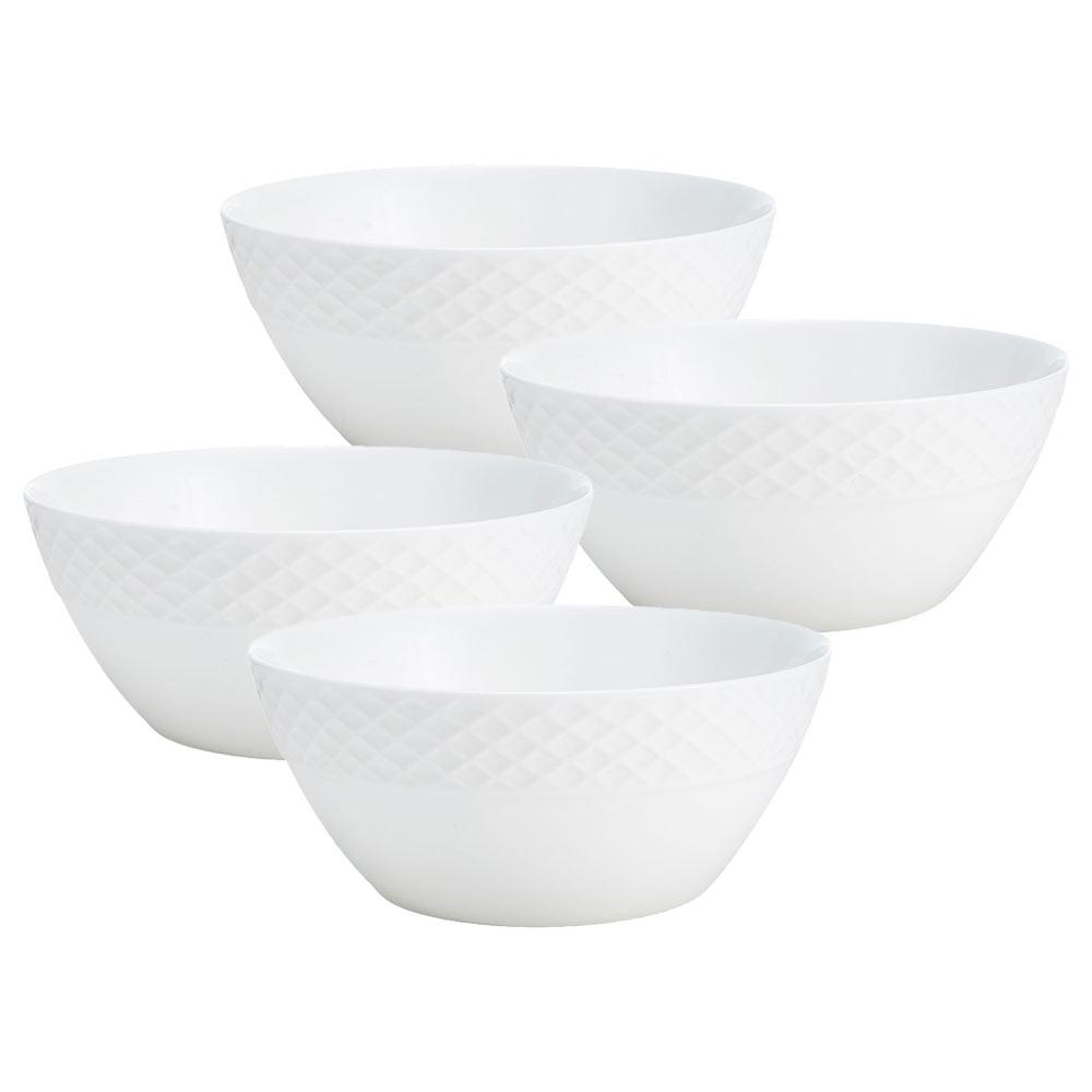 Trellis White Set of 4 Soup Cereal Bowls