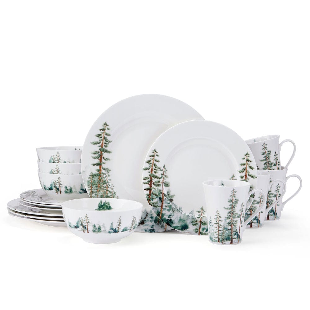 Watercolor Forest 16 Piece Dinnerware Set, Service for 4