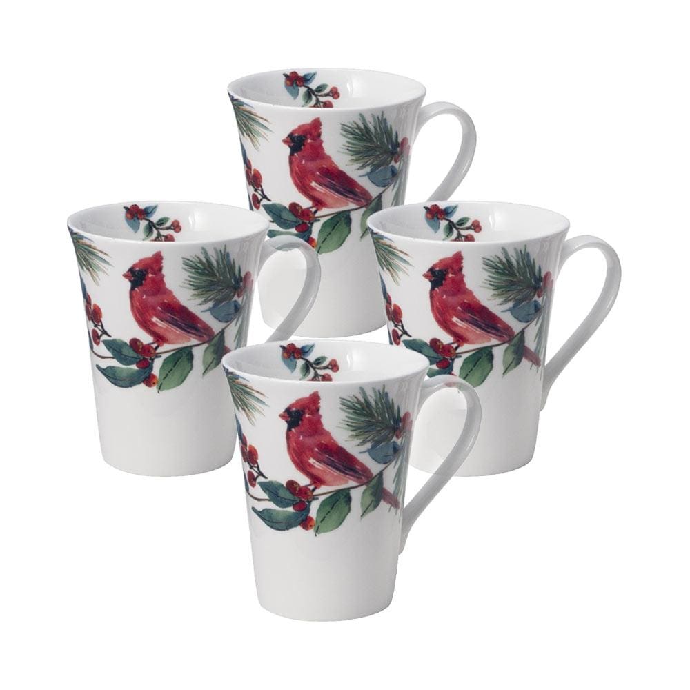 Winter Cardinal Set of 4 Mugs