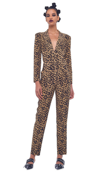 norma kamali leopard print jumpsuit