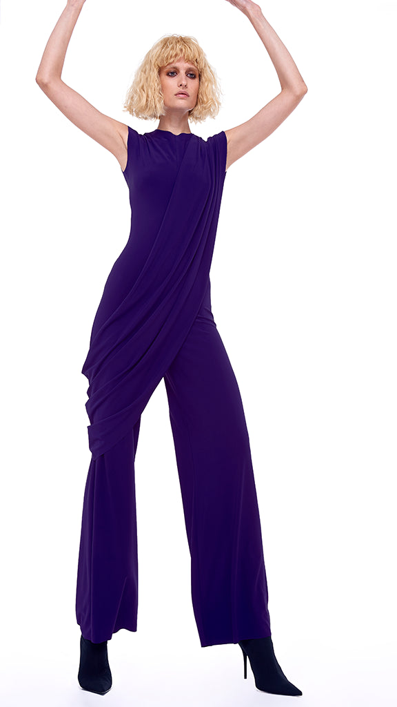 norma kamali sleeveless draped jumpsuit