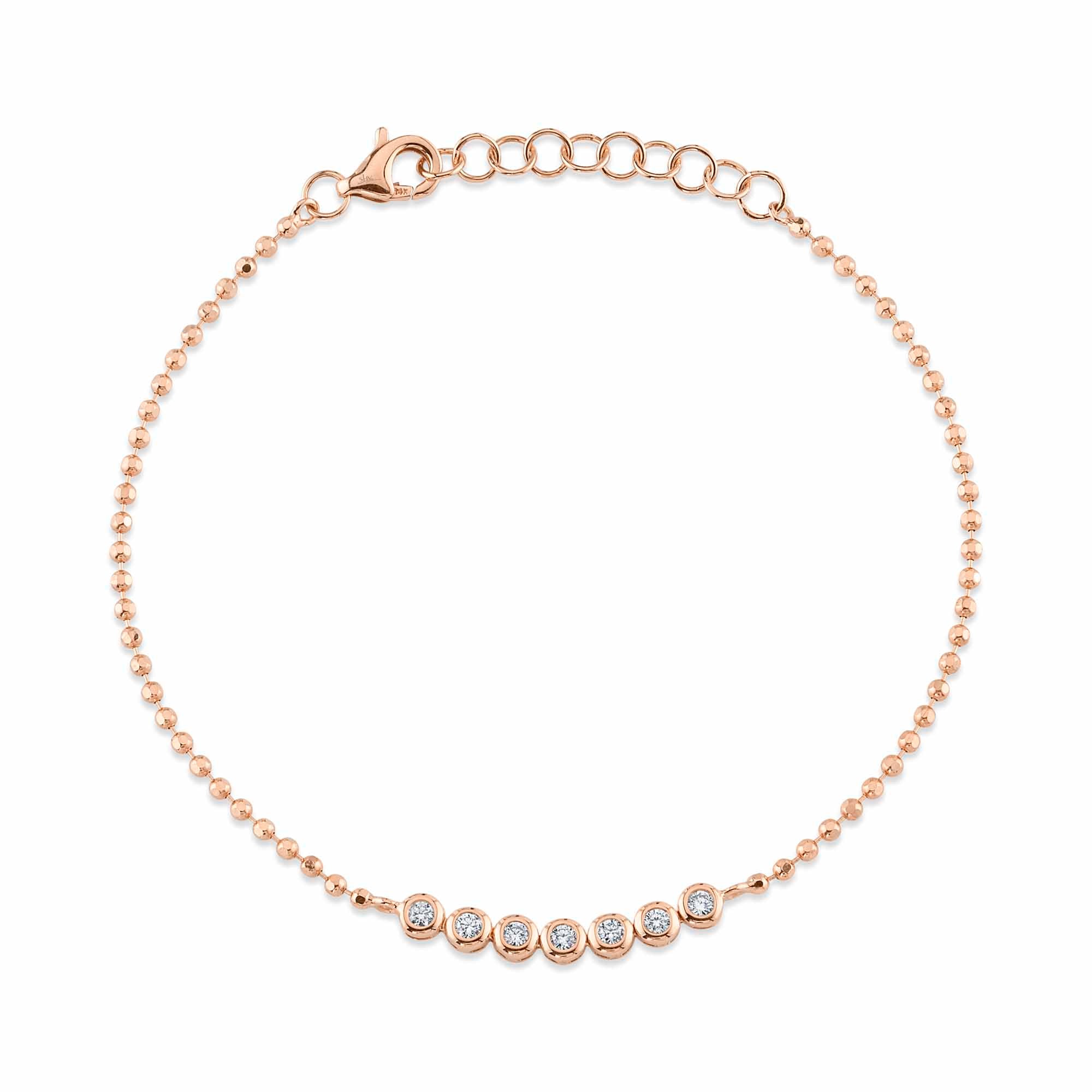 0.15CT DIAMOND BEZEL FACETED BALL CHAIN BRACELET