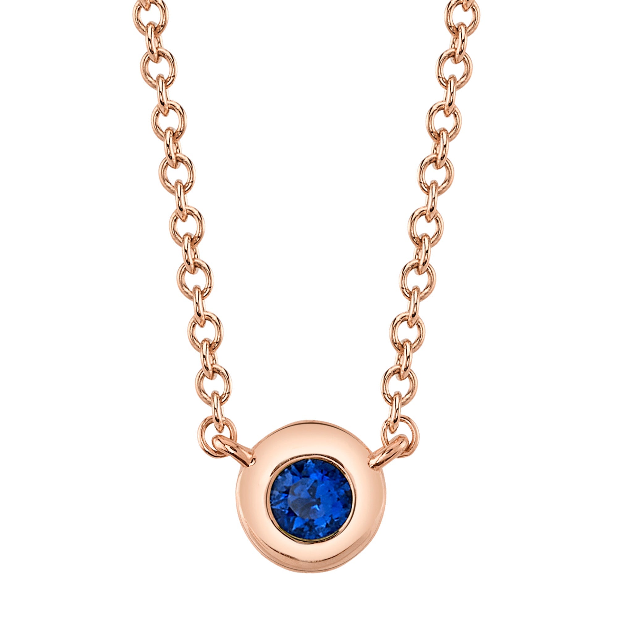 0.07CT BLUE SAPPHIRE BEZEL NECKLACE