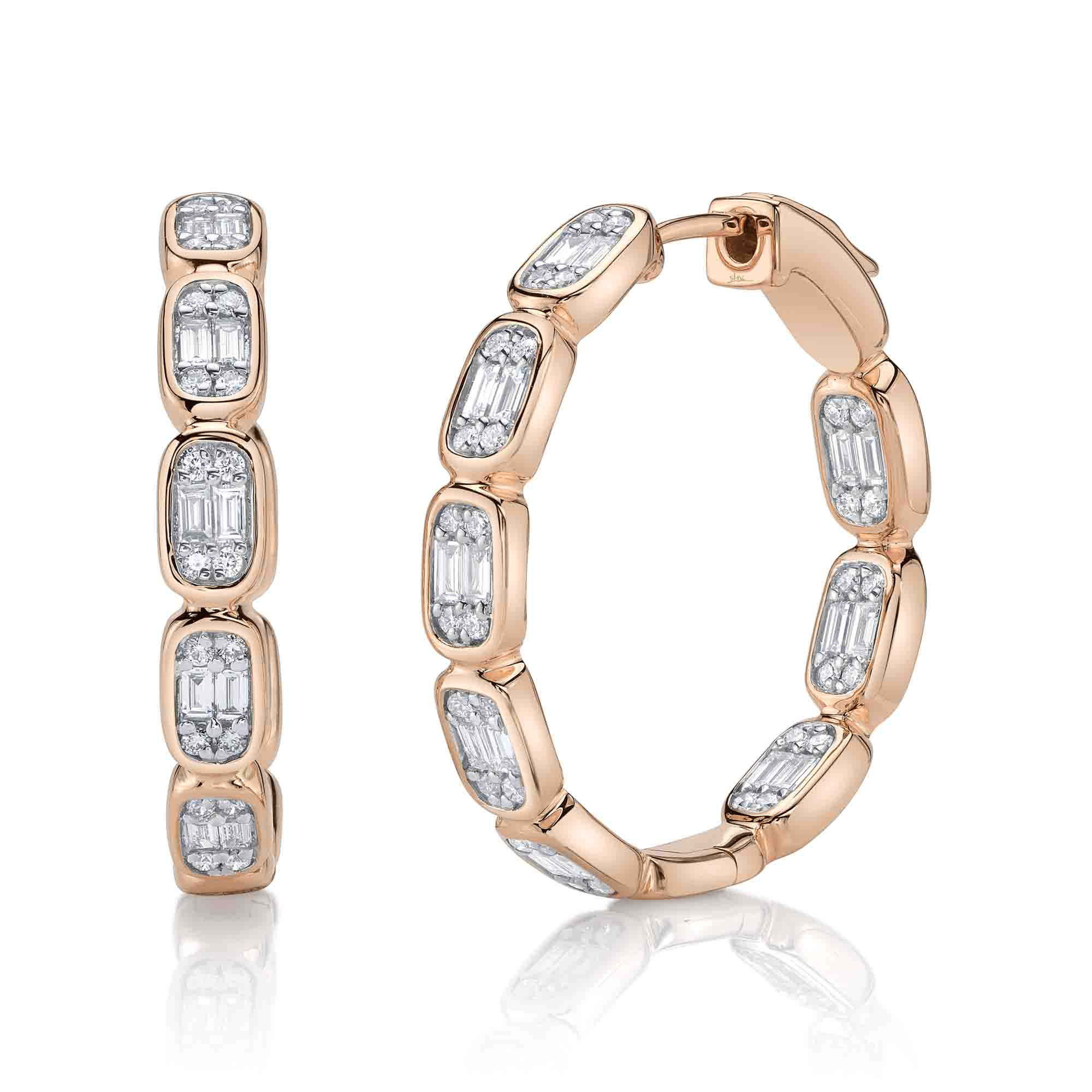 0.90CT DIAMOND BAGUETTE HOOP EARRING