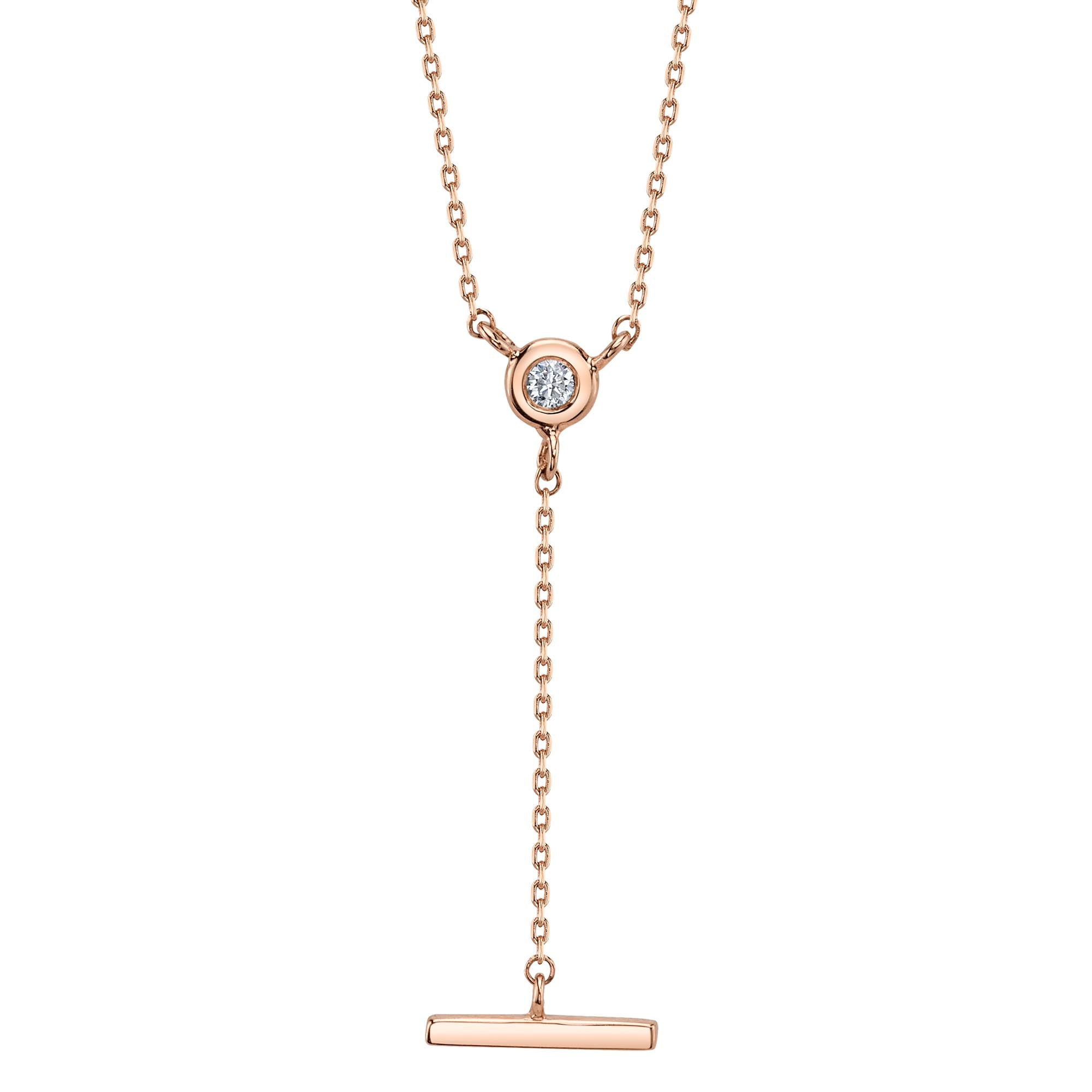 0.03CT DIAMOND BEZEL LARIAT NECKLACE