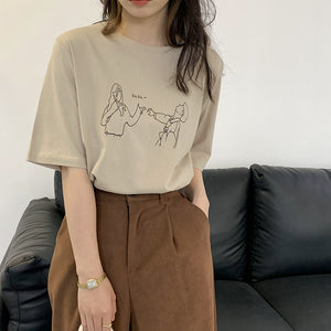 手書きカップルデザイン半袖tシャツ 0030 Silly By Press