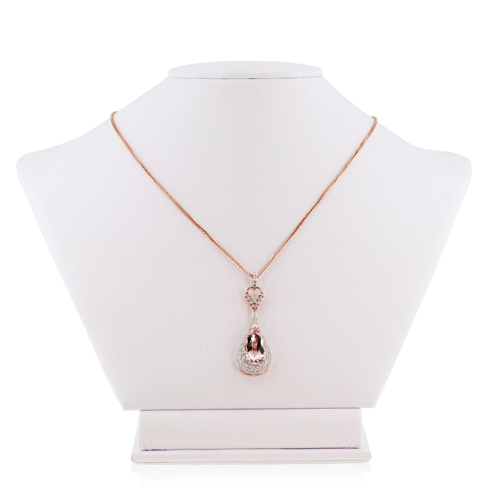 Poki Diamond Bean Shape Pendant Necklace in 14K Rose Gold -  Portugal