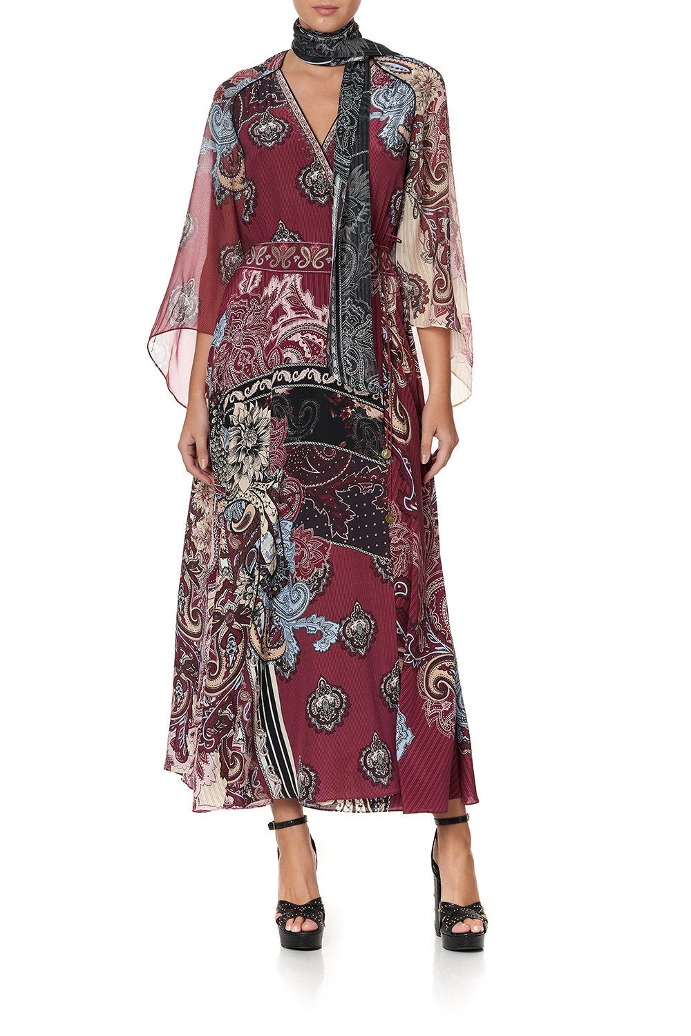 WRAP DRESS WITH NECK TIE TALE OF THE FIRE BIRD – CAMILLA