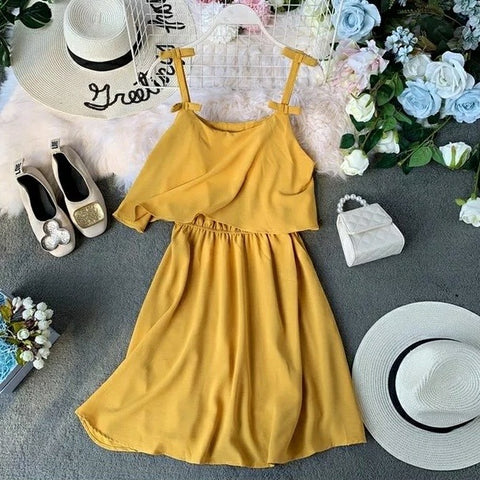 Tier Dress in Mustard