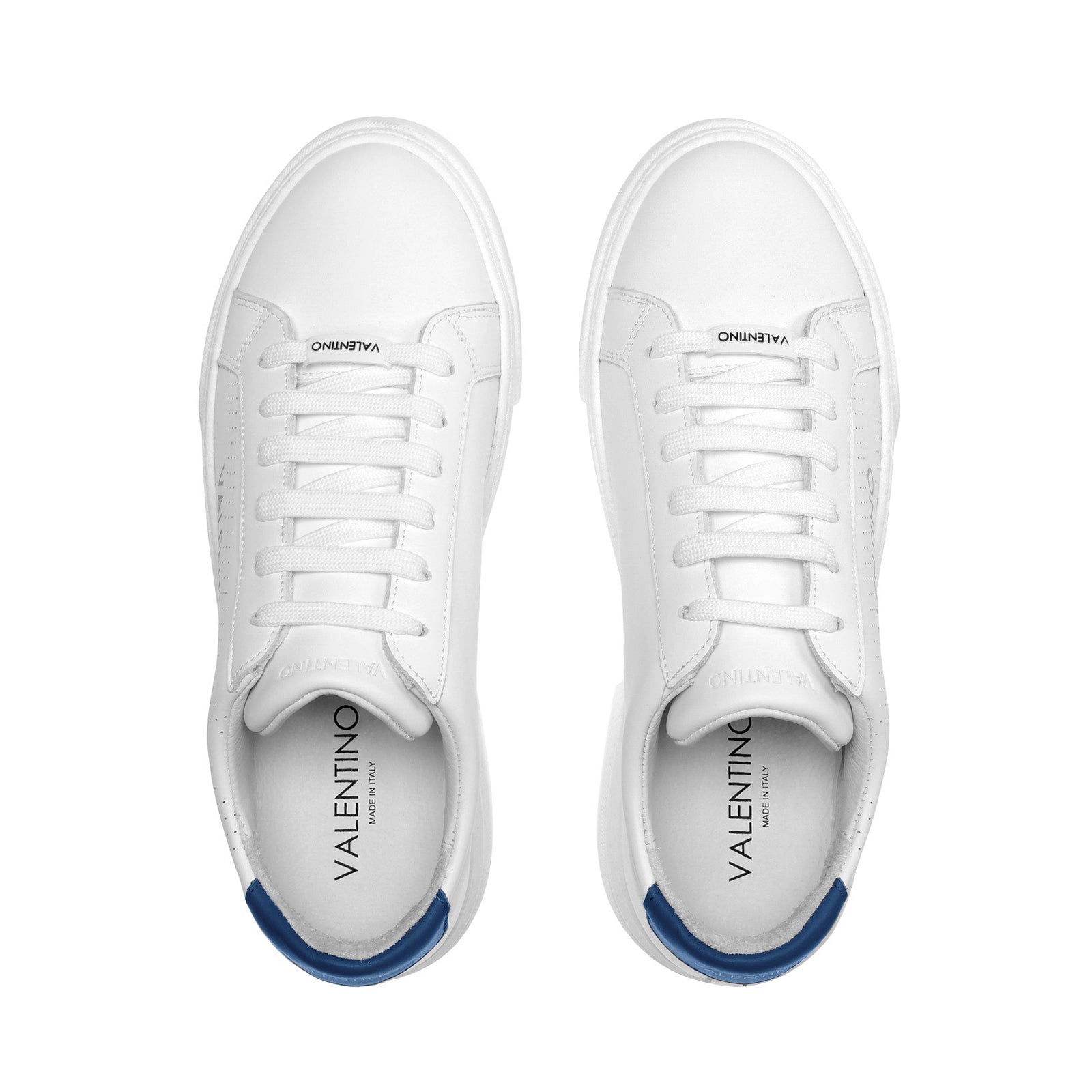 Men's Sneakers White Leather an Blue Insert – Shoes UAE
