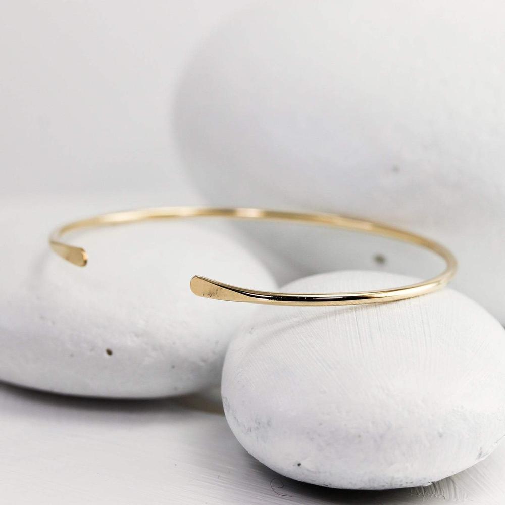 Thin 14K Rose Gold Cuff Bracelet – Lotus Stone Design