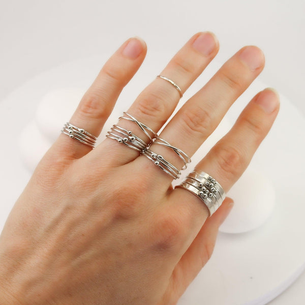 Sweet Pea Moonstone and Tourmaline stacking rings - pretty-wild-jewellery