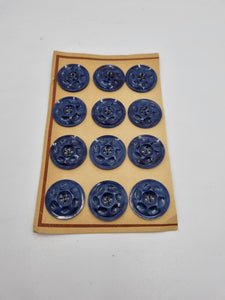 1940s Navy Blue Carded Buttons