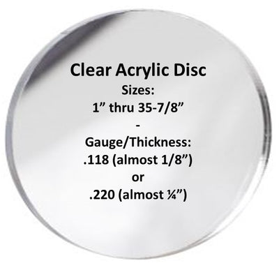 CLEAR Acrylic Disc & Table Top Protectors, .118g or .220g Thick, 1800ceiling