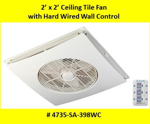 2'x 2' Ceiling Tile Fan with Hard Wired Wall Control - 1800ceiling product image