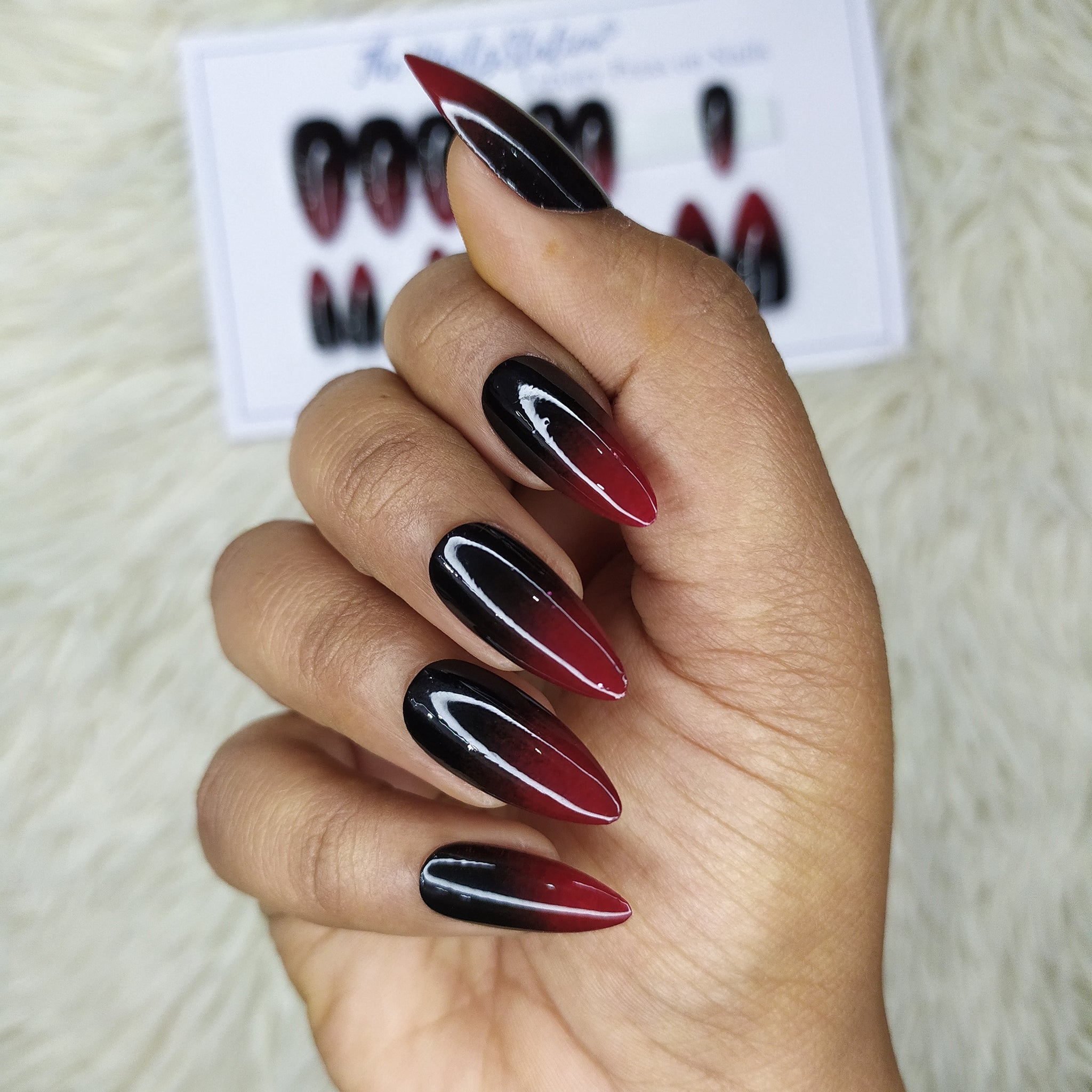 red and black ombre nails