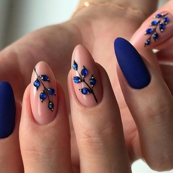 Blue Floral : Best Designer Press on Fake Artificial Nails in India – The  NailzStation