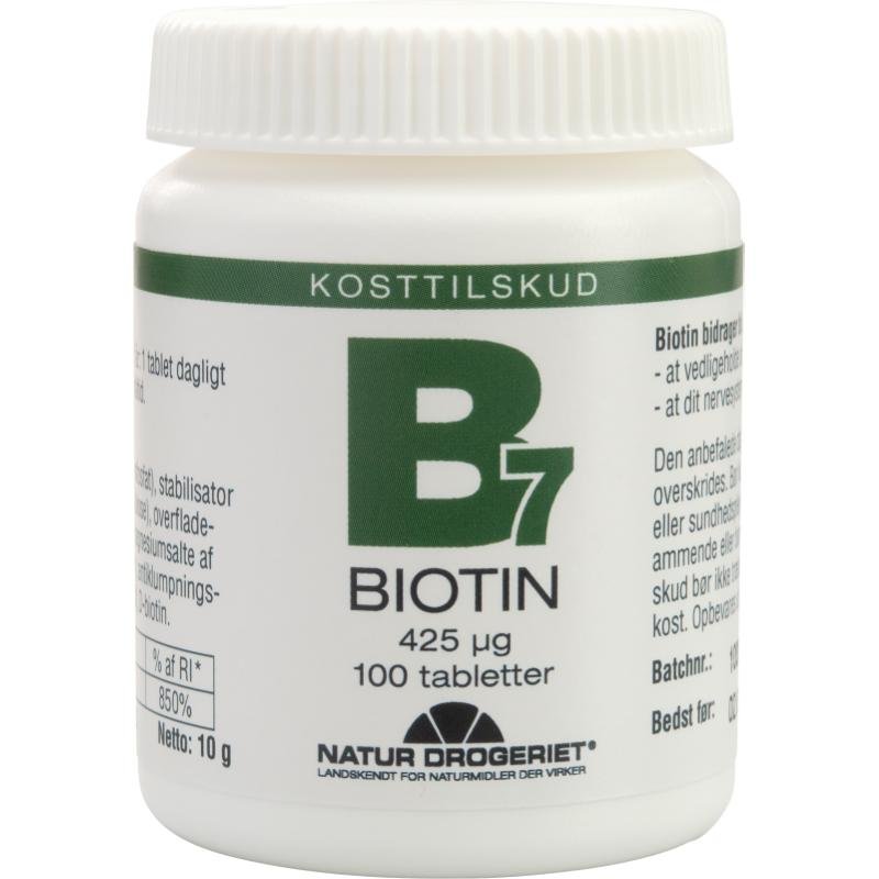 Se B7 Biotin 425 Î¼g, 100 stk., Natur Drogeriet - Natur Drogeriet - Vitamins - Buump hos Buump