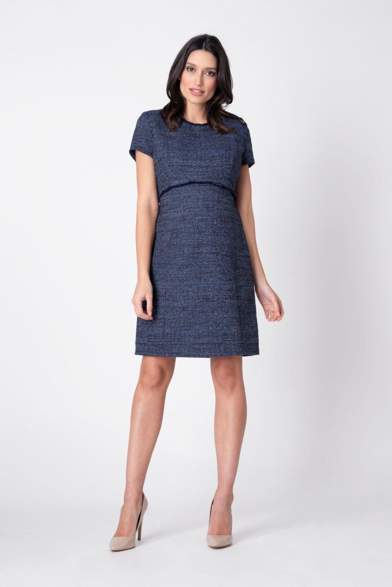 Se Seraphine Kiara A Line tweed kjole til gravide, blåvævet - Seraphine - Dress - Buump hos Buump