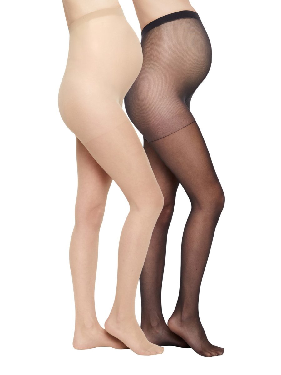 Billede af Mamalicious strømpebukser til gravide, 2 - pak sort/beige (20 den), MLMalou - Mamalicious - Strømpebukser - Buump