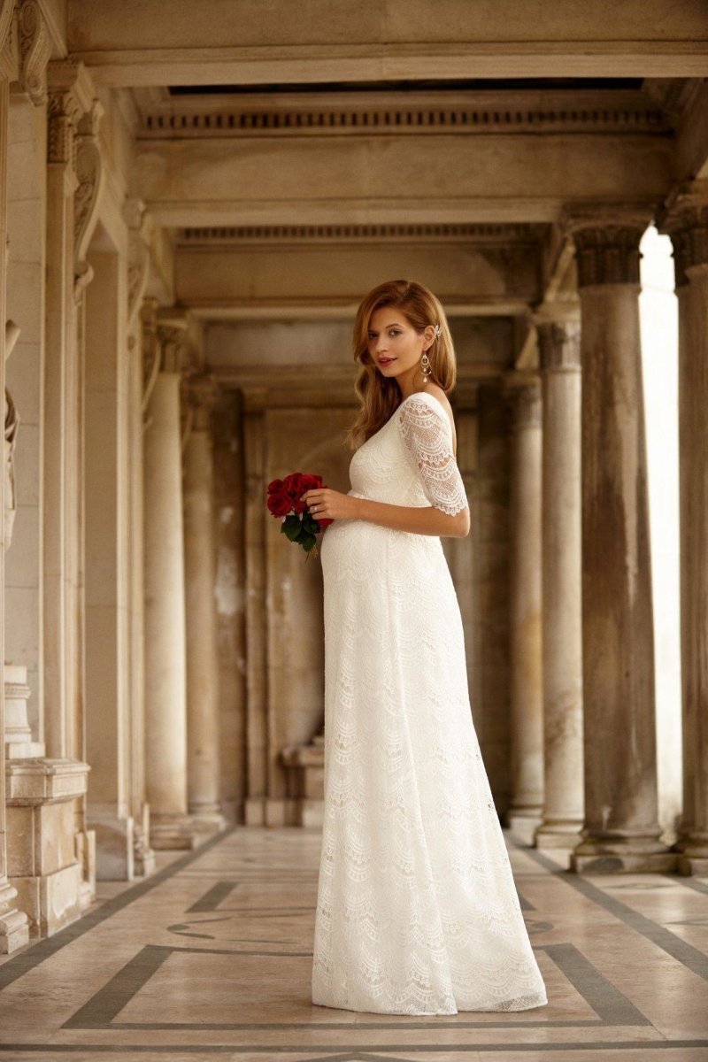 Billede af Verona brudekjole til gravid fra Tiffany Rose, lang (elfenbensfarvet) - Tiffany Rose - Wedding dress - Buump